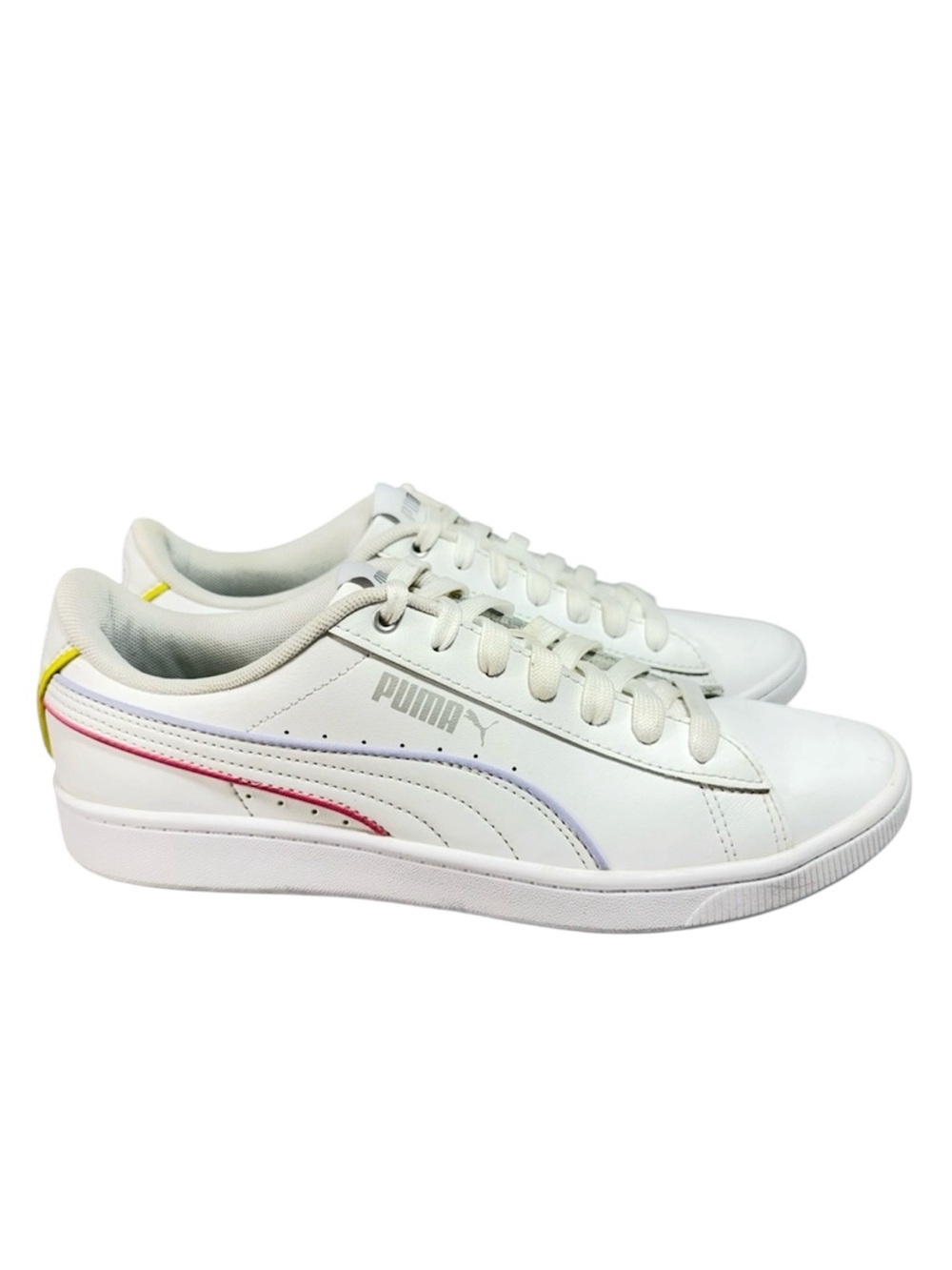 Puma Vikky V2 White Leather Sneakers with Colorful Accents